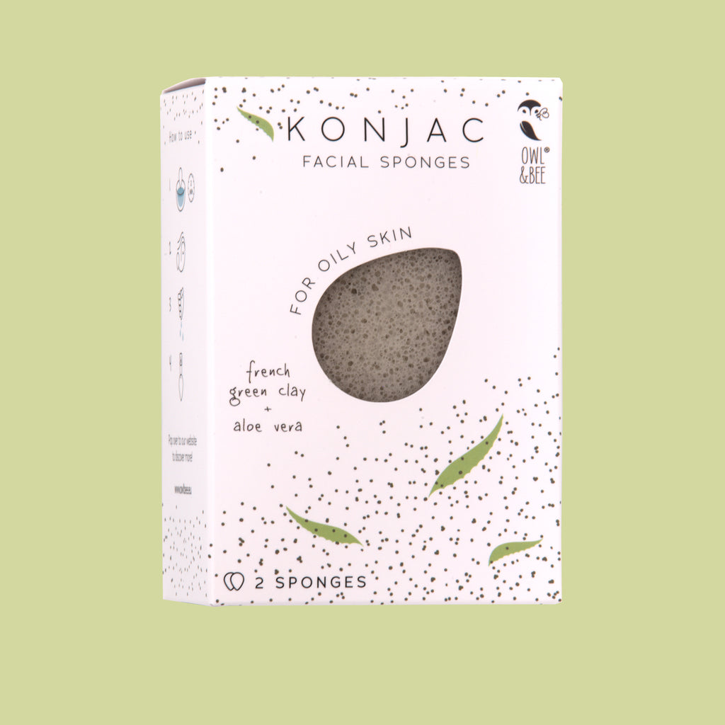 Natural Konjac facial sponges - For oily skin - Vegan (2 sponges in 1 box)