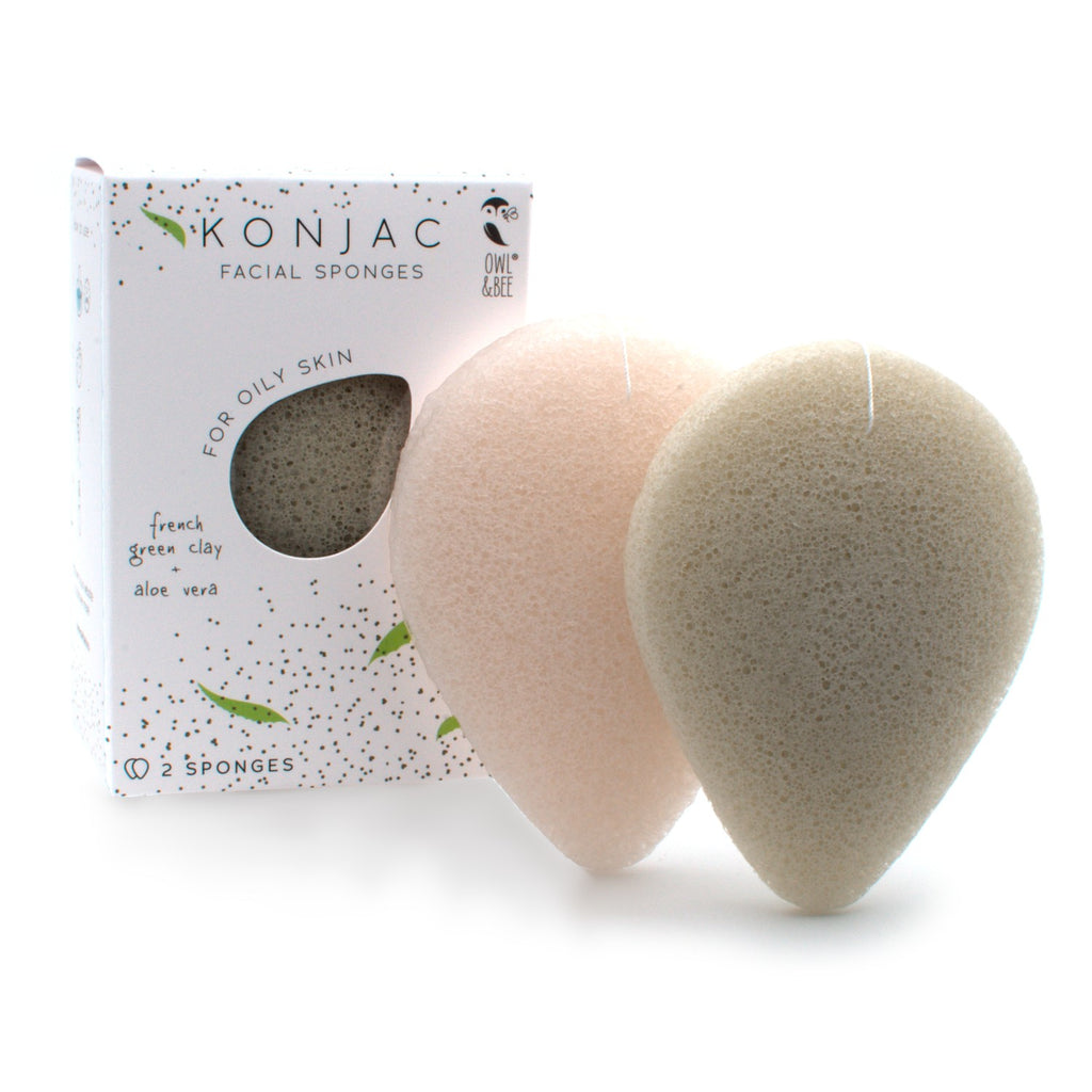 Natural Konjac facial sponges - For oily skin - Vegan (2 sponges in 1 box)